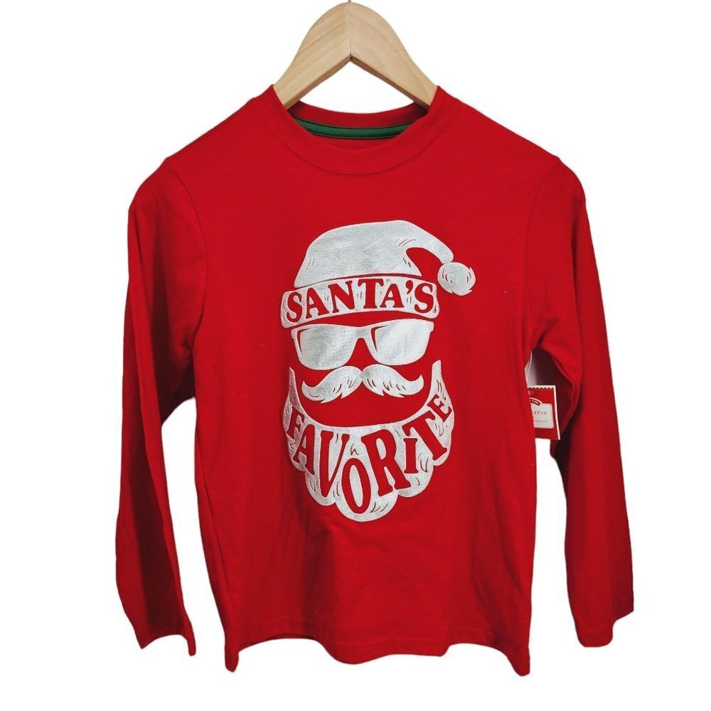 NEW Holiday Time Long Sleeve Tee‎ Tshirt Santa's Favorite Kids Size M 8
